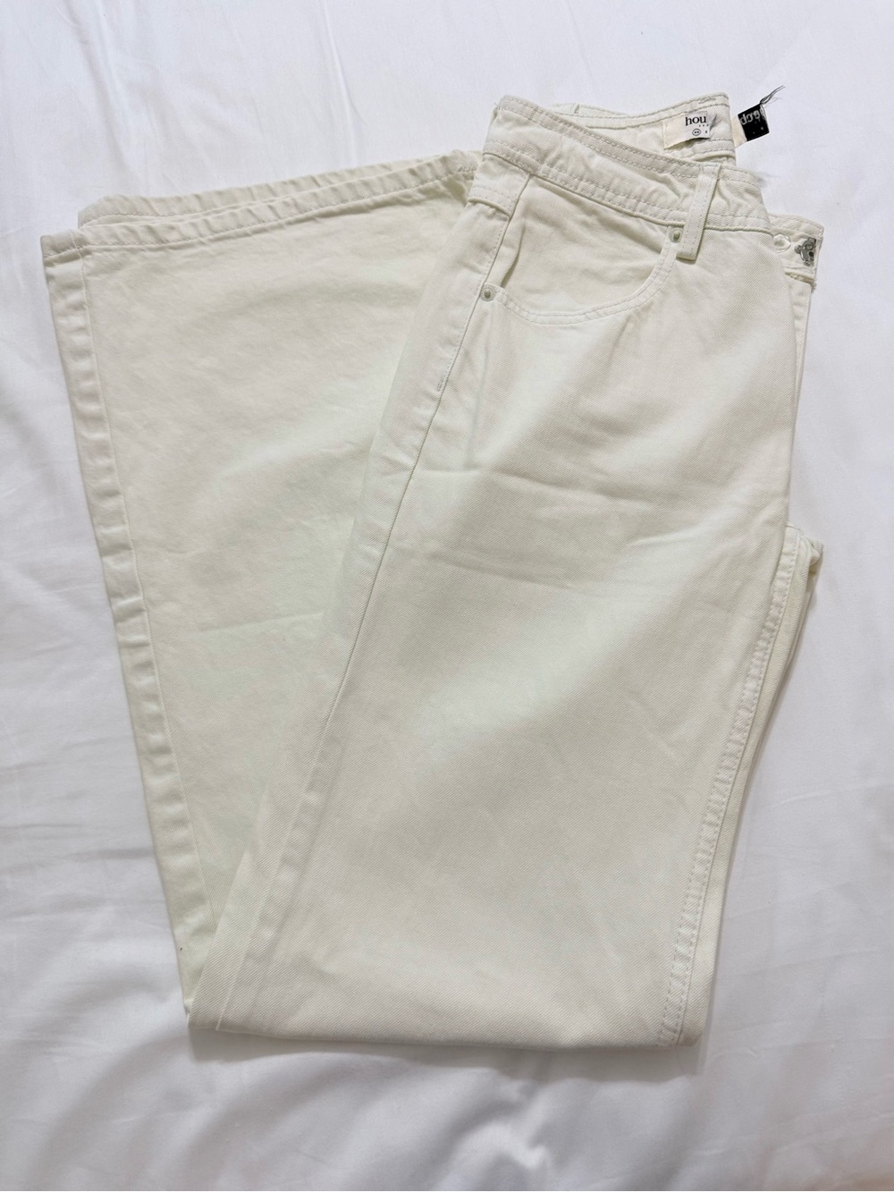 House of CB Marli White Wide Leg Jeans 100% cotton size XS. New Without Tags